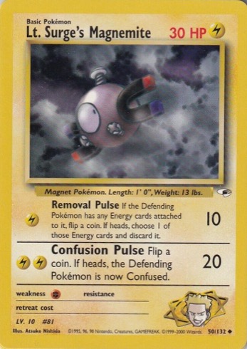 Lt. Surge's Magnemite 50/132 from Gym Heroes