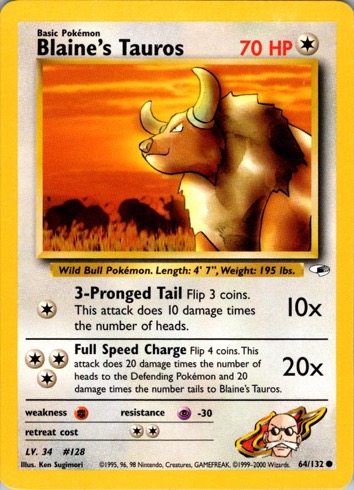 Blaine's Tauros 64/132 from Gym Heroes