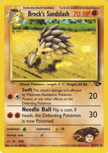 Brock's Sandslash 36/132 from Gym Challenge