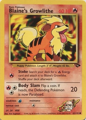Blaine's Growlithe 62/132 from Gym Challenge