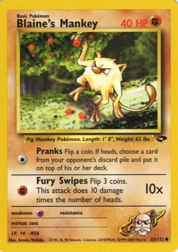 Blaine's Mankey 63/132 from Gym Challenge