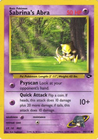 Sabrina's Abra 94/132 from Gym Challenge