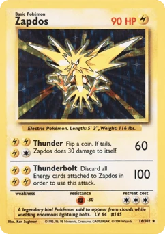 Shadowless Pokémon Cards — Zapdos