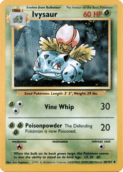 Shadowless Pokémon Cards — Ivysaur