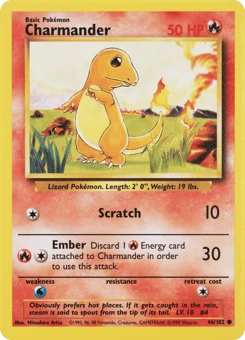 Shadowless Pokémon Cards — Charmander