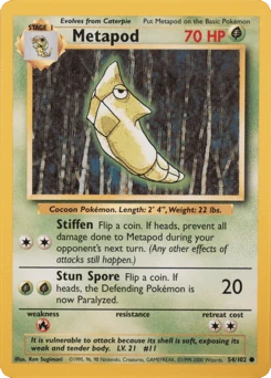 Shadowless Pokémon Cards — Metapod