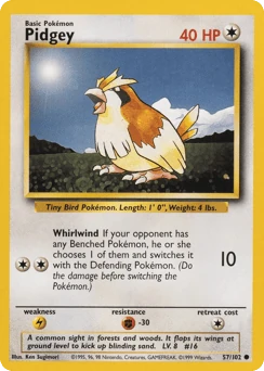Shadowless Pokémon Cards — Pidgey