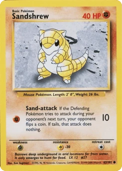 Shadowless Pokémon Cards — Sandshrew