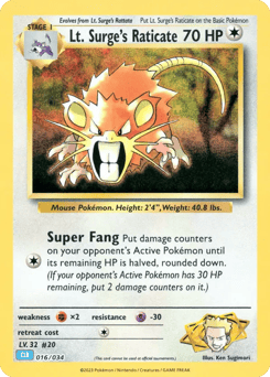Lt. Surge's Raticate Pokémon TCG Classic - Blastoise #16