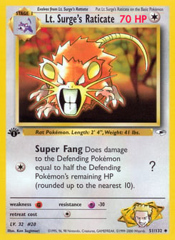 Lt. Surge's Raticate Gym Heroes #51