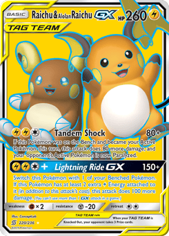 Raichu & Alolan Raichu-GX Unified Minds #220
